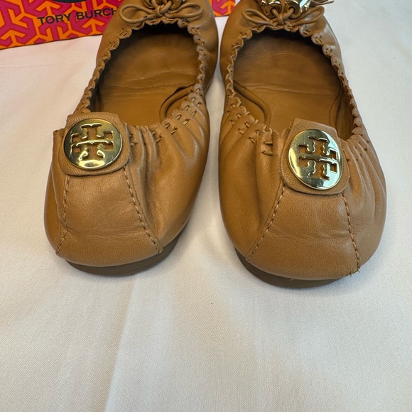 Tory Burch Reece-Mostico Leather Ballet Flats Size 7.5 Color Royal Tan - Picture 12 of 13